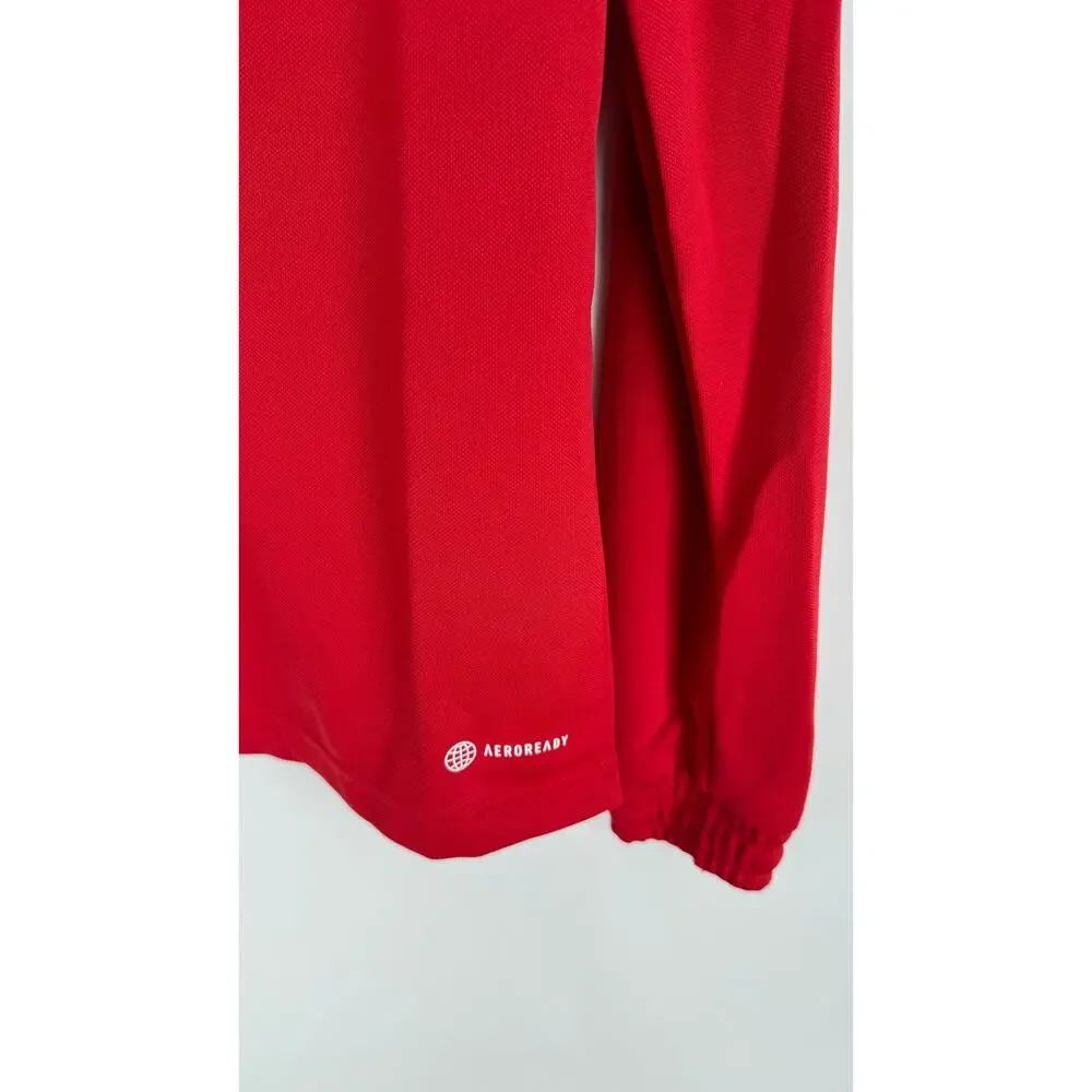 Adidas Entrada 22 Training Top Mens Small Red White 1/4 Zip Athletic Aeroready